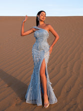 Gorgeous One-Shoulder Beaded Mermaid Gown with Floral Appliqué – Embellished Evening Dress for Red Carpet Galas & Luxury Soirées